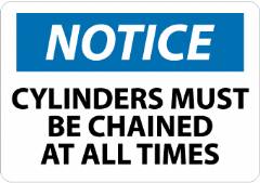 Notice Cylinder Must Be Chained At All Times Sign