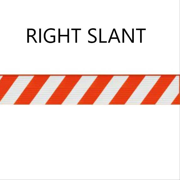 Right Slant  H.I. Reflective Striped Sheeting - Orange/White  7.75x50"