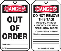 Dgr. Out Of Order Tags